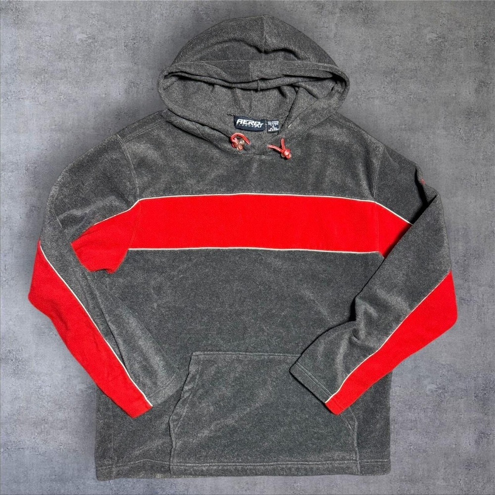 Y2K Aeropostale baggy fleece‎ pullover grey hoodie XL
